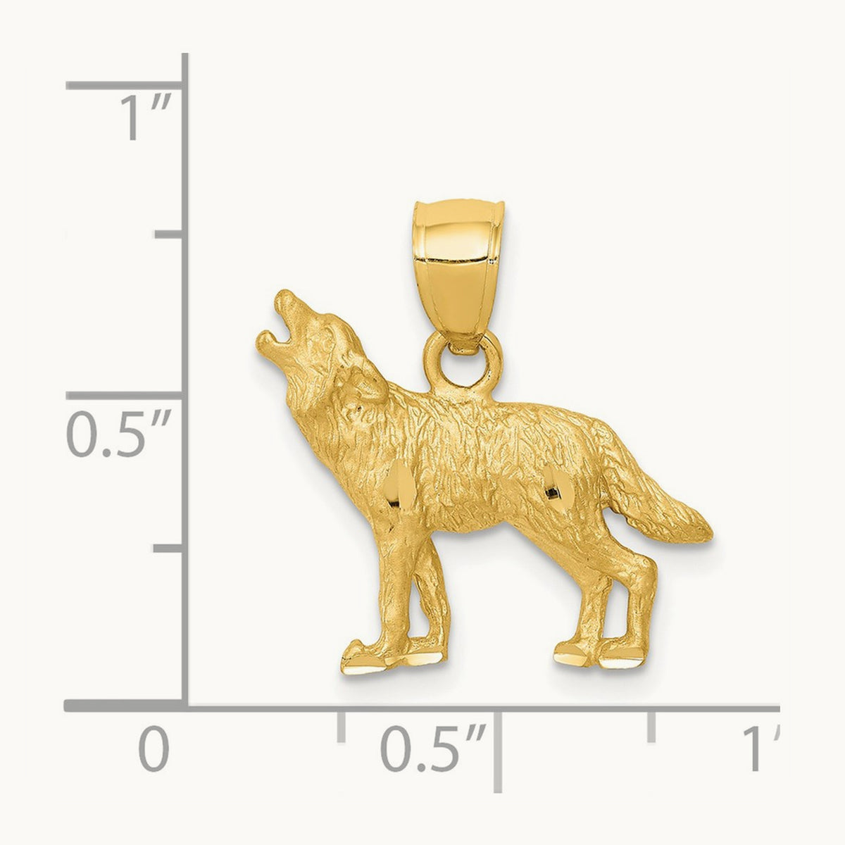 Diamond-cut Wolf Pendant, 14K