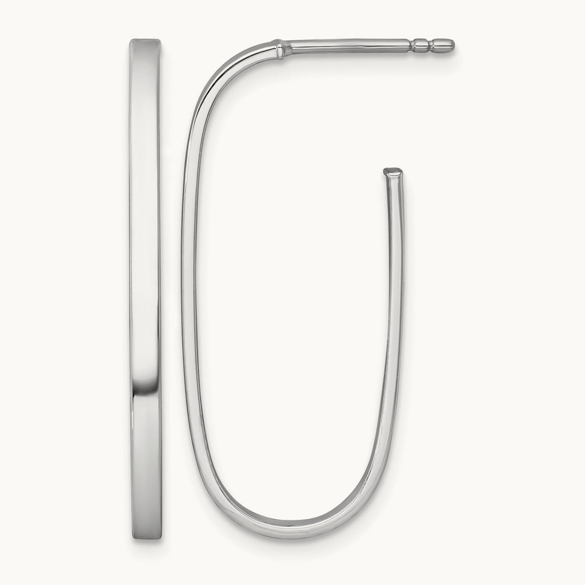 Polished Long Post Hoop Earrings — 14K Two-Tone Gold