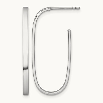 Polished Long Post Hoop Earrings — 14K Two-Tone Gold