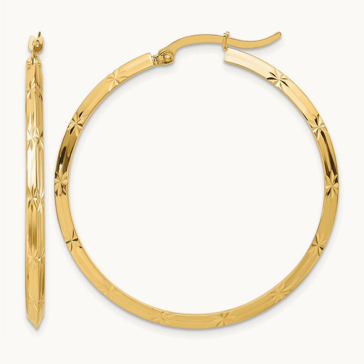 Polished Diamond-Cut Hoop Earrings — 39.75mm