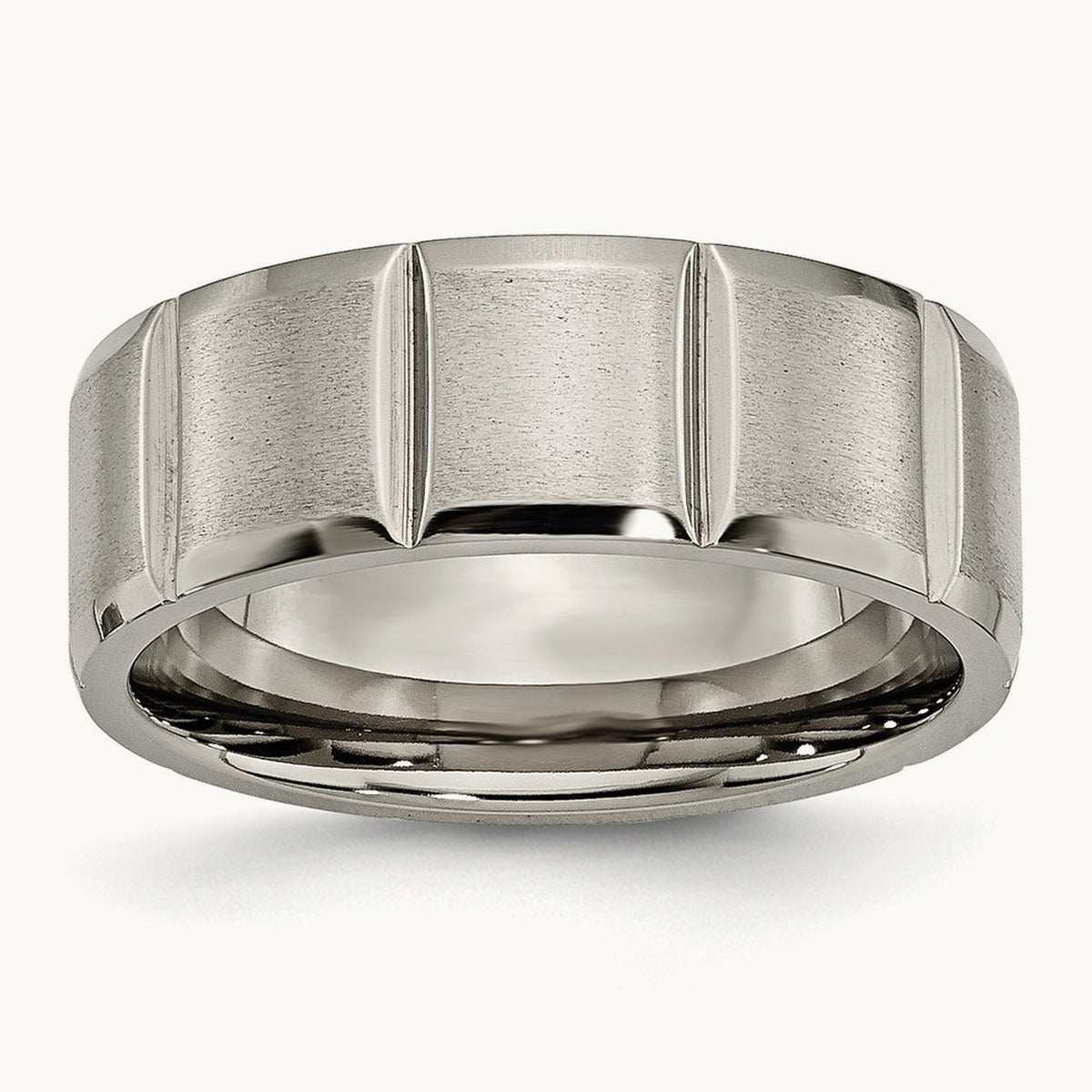 Satin and Polished Grooved Band — 8mm (2)