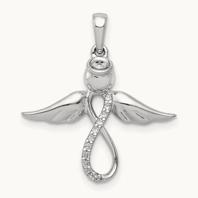 Diamond Infinity Angel Pendant, 14K White Gold