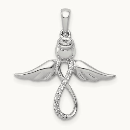 Diamond Infinity Angel Pendant, 14K White Gold