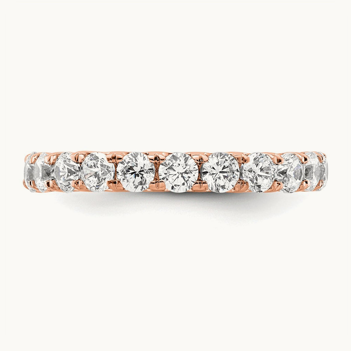 Polished U Shared Prong 2ct Diamond Eternity Band, 14K Gold in 14K Rose Gold