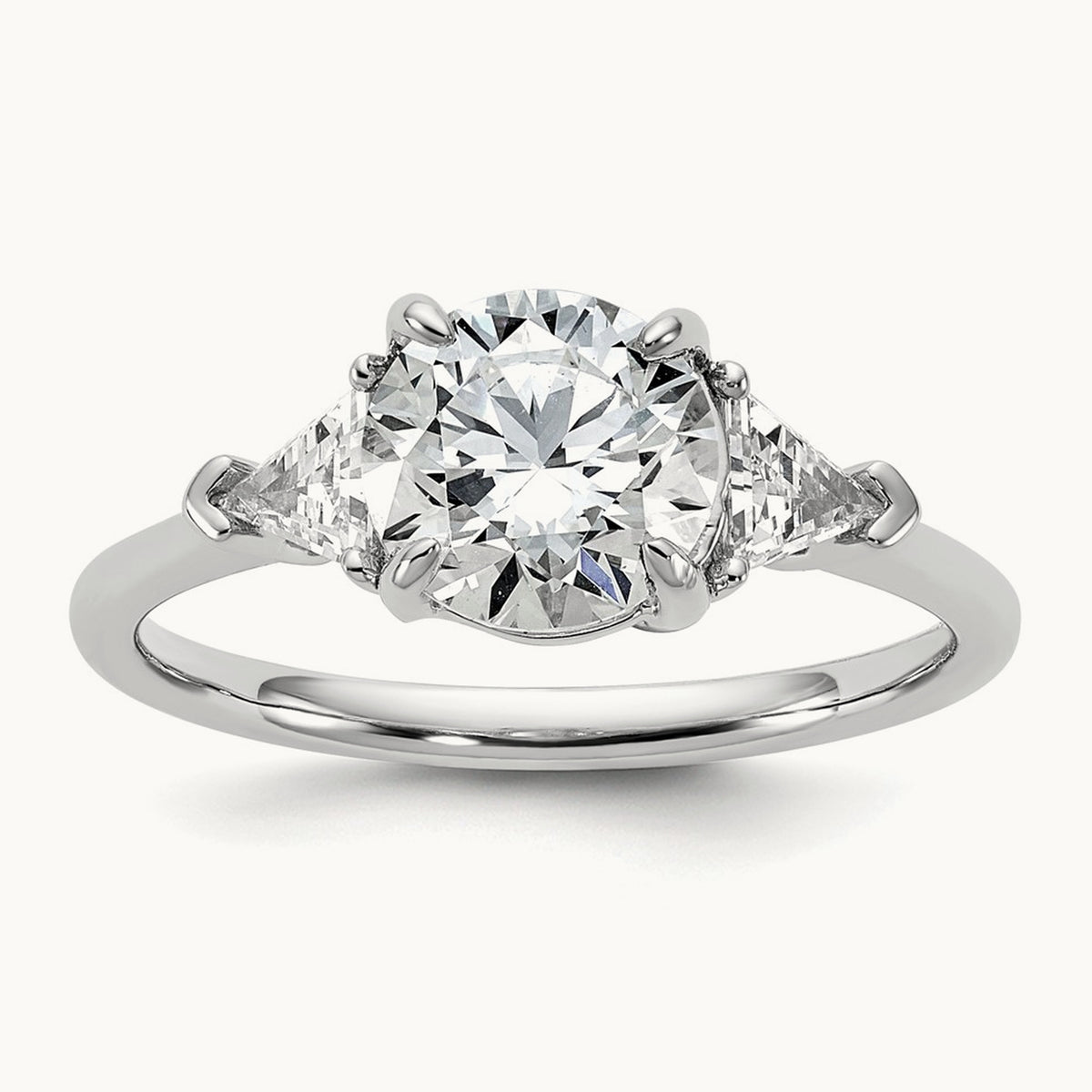 1/2ct Lab Grown Dia VS/SI+ G+ 1 1/2ct Round Semi 3 Stone Eng Ring, 14K White Gold