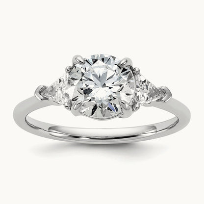 1/2ct Lab Grown Dia VS/SI+ G+ 1 1/2ct Round Semi 3 Stone Eng Ring, 14K White Gold