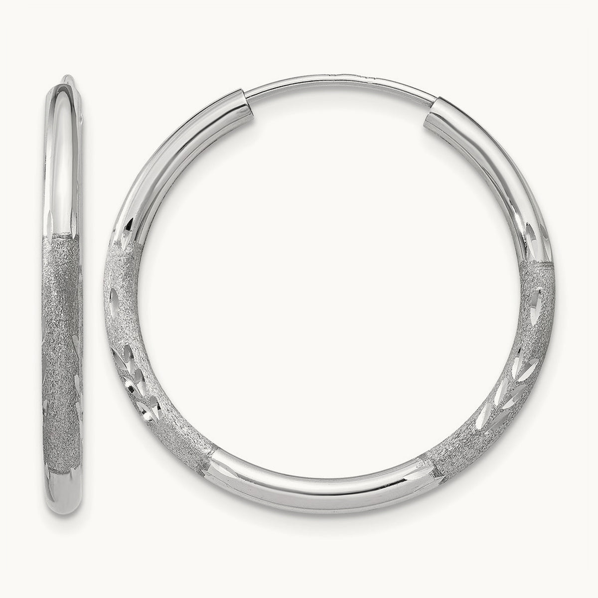 Diamond-cut Endless Hoop Earrings — 20mm, 2mm