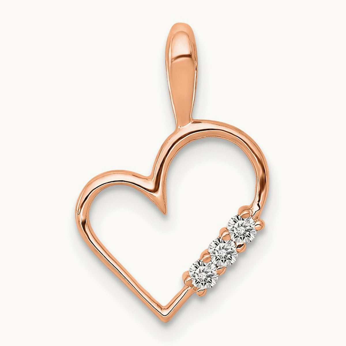 Diamond Heart Pendant — 14K Rose Gold