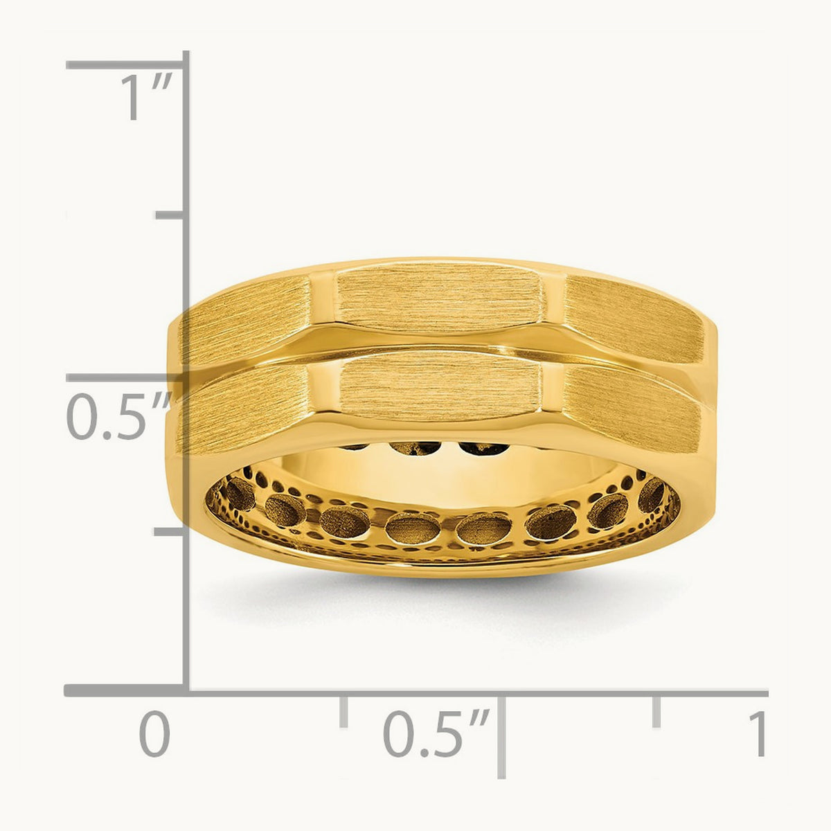 IB Goodman Men's Satin Octagonal Ring, 7.7mm, 14K Gold — 14K Yellow Gold