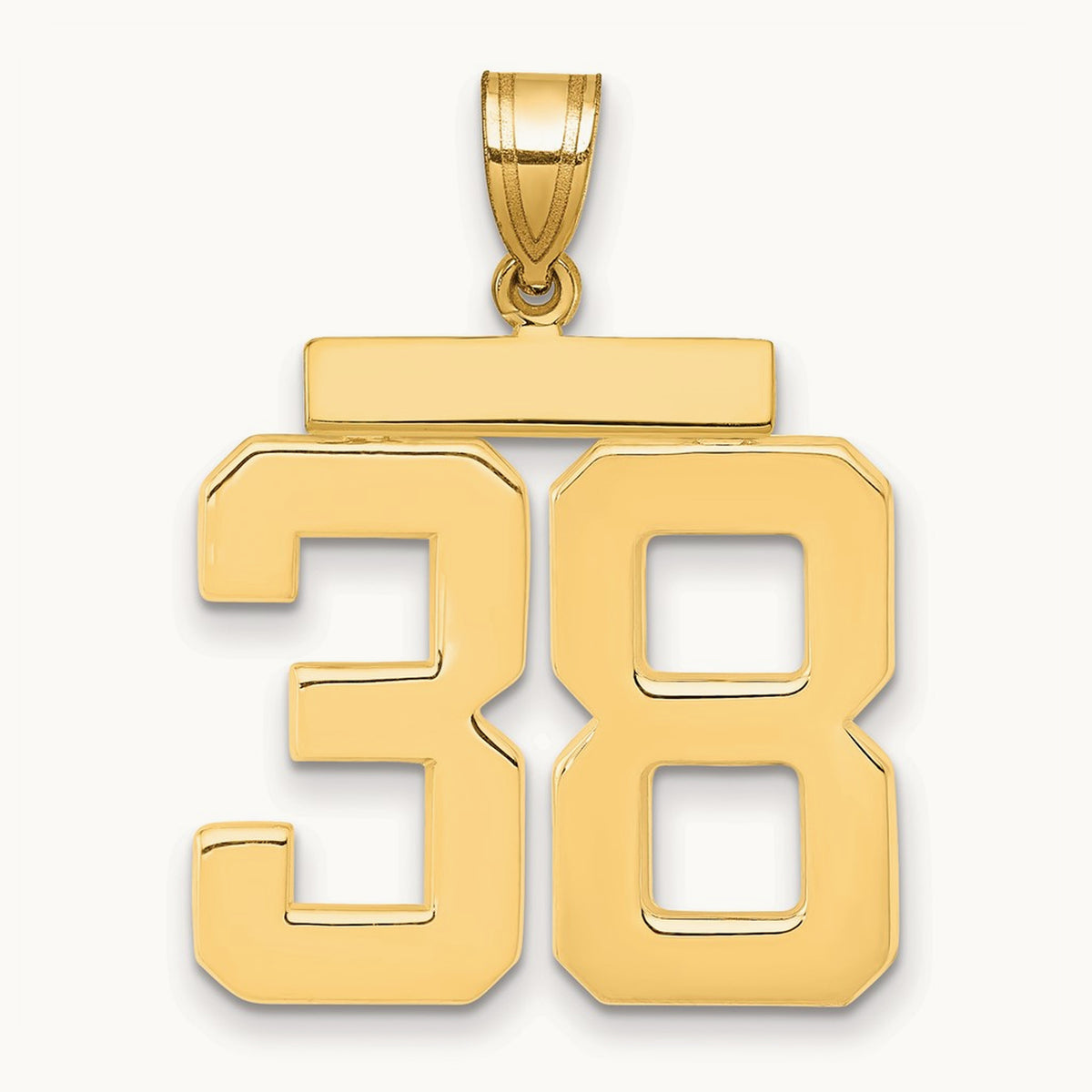 Large Polished Number 38 Charm, 14K