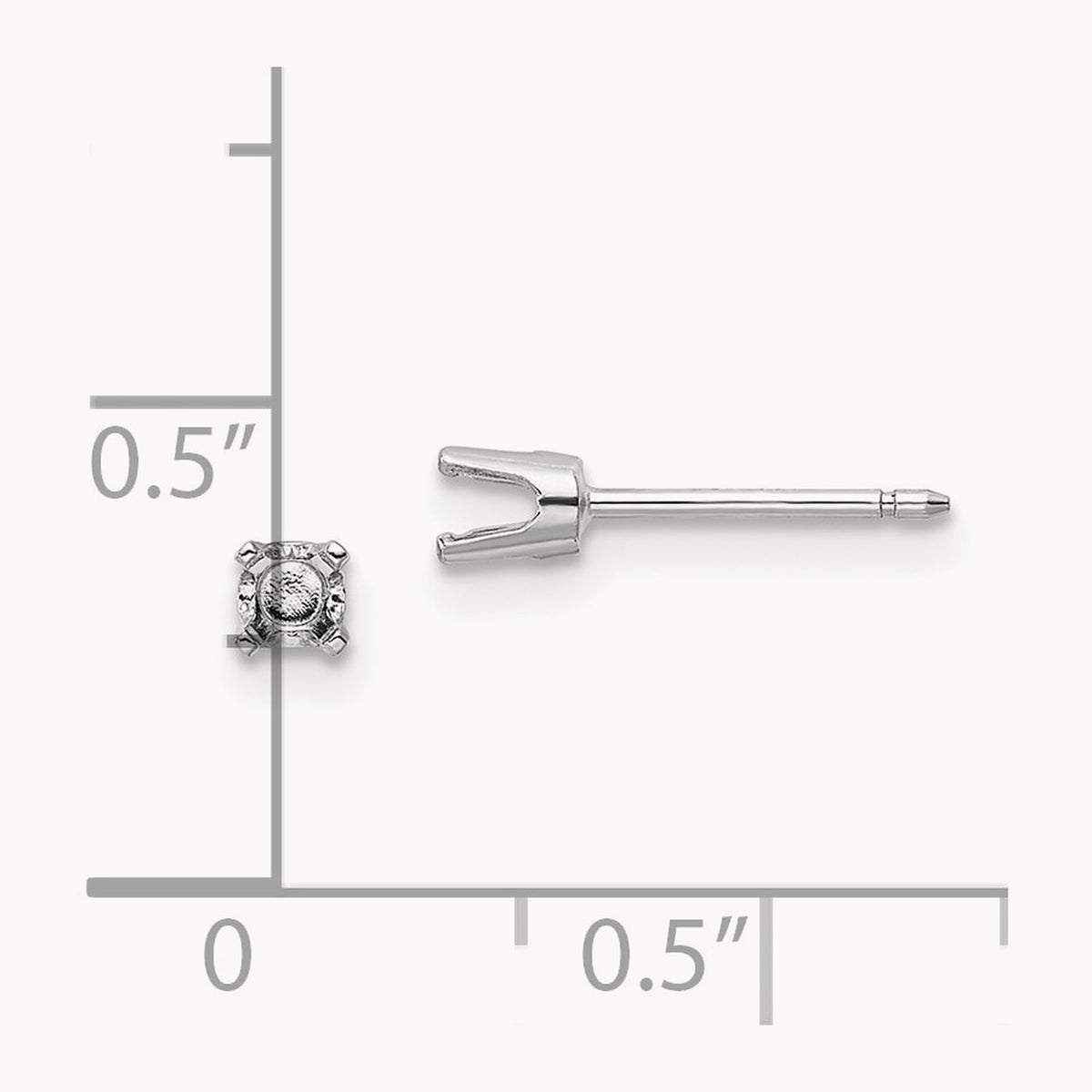 Setting: Round Stud Earring Mounting with backs — 14K White Gold