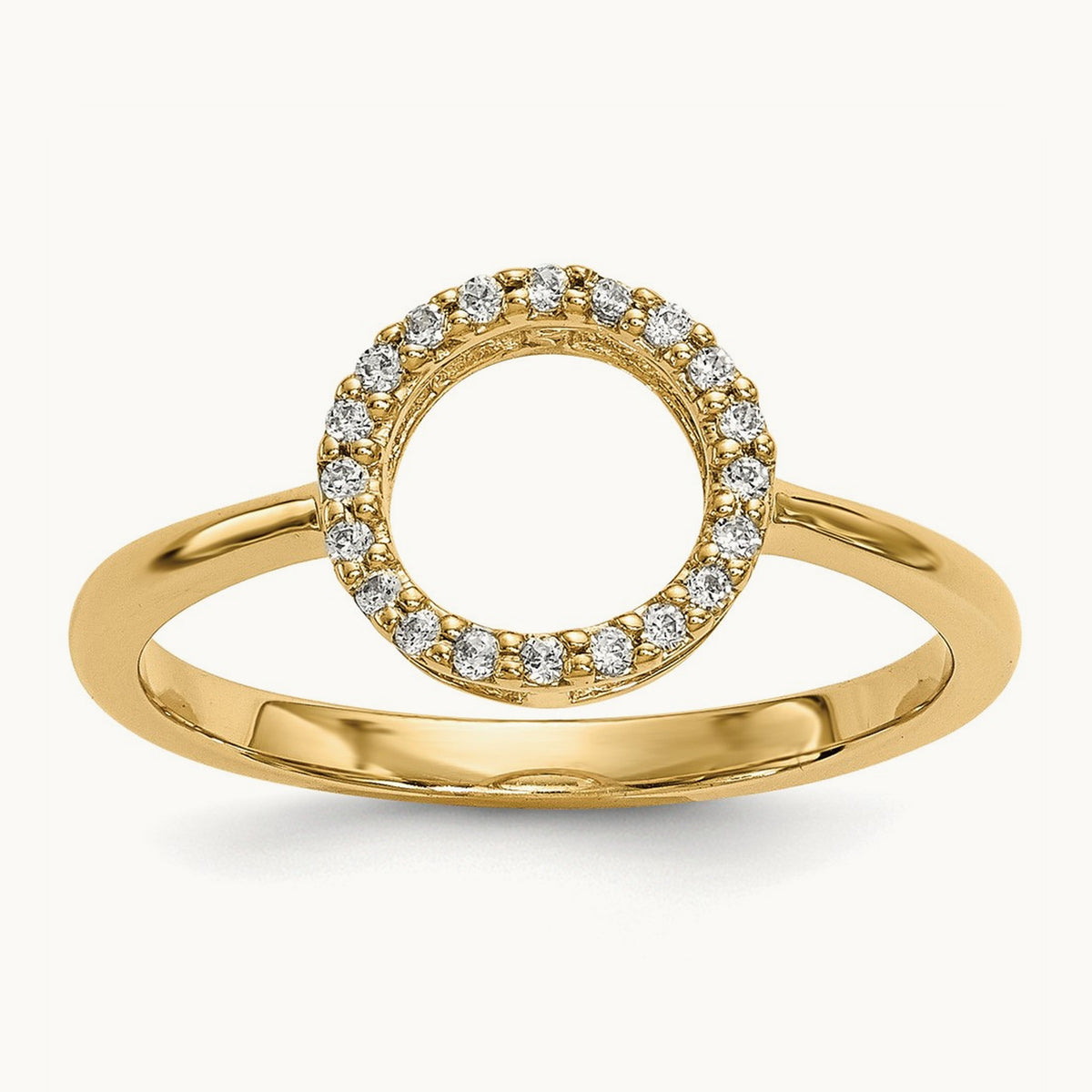 Diamond Open Circle Ring — 14K Yellow Gold