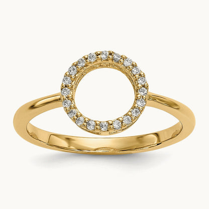 Diamond Open Circle Ring — 14K Yellow Gold