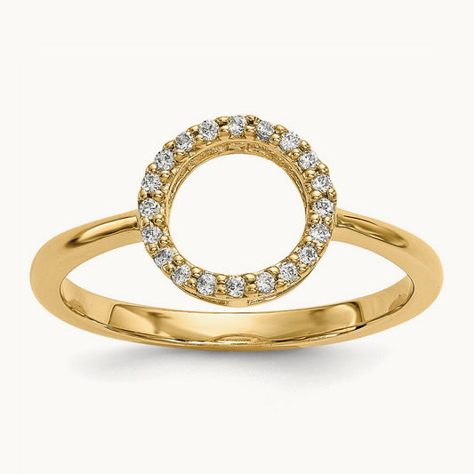 Diamond Open Circle Ring — 14K Yellow Gold