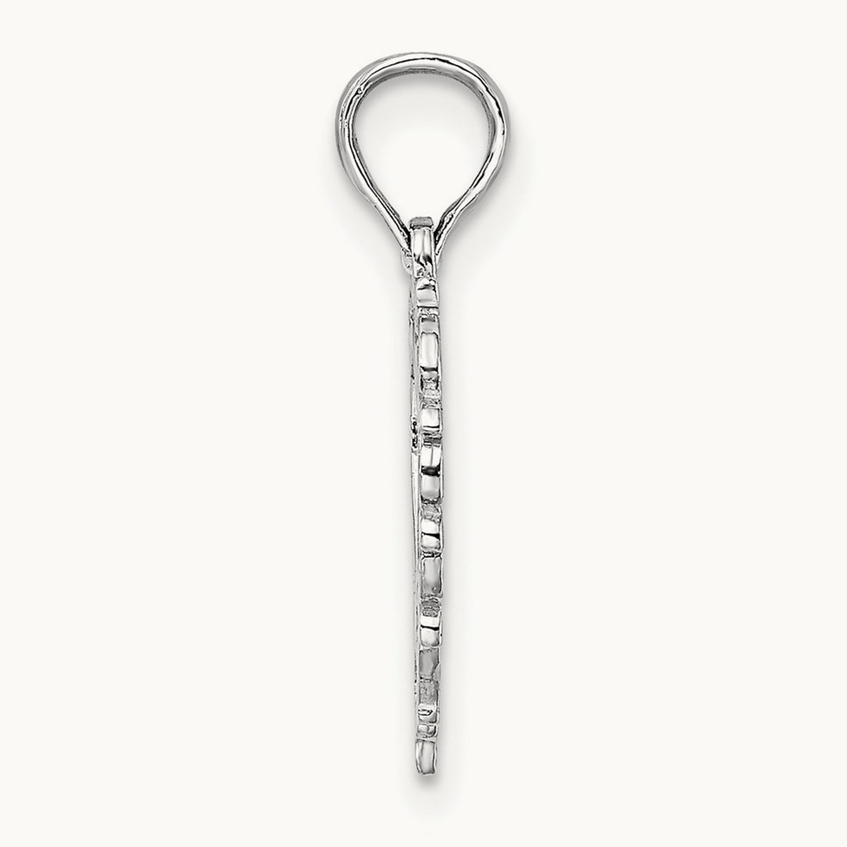 Heart with Lace Trim Charm — 14K White Gold, 18.3mm