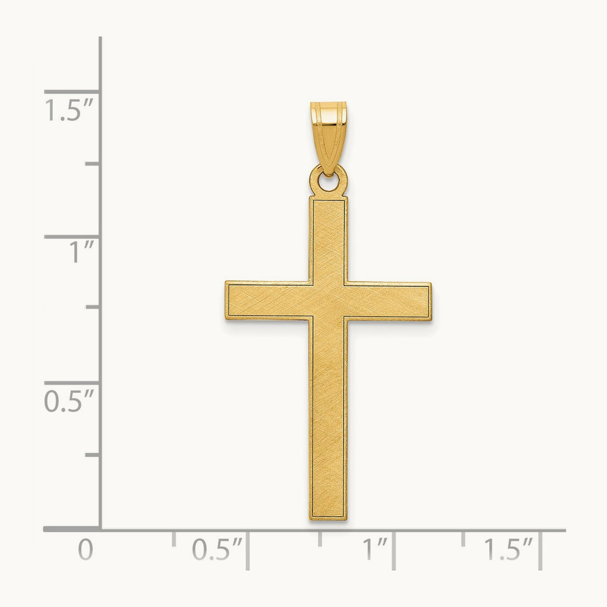 Florentine Satin Cross Pendant — 14K Yellow Gold, 36mm
