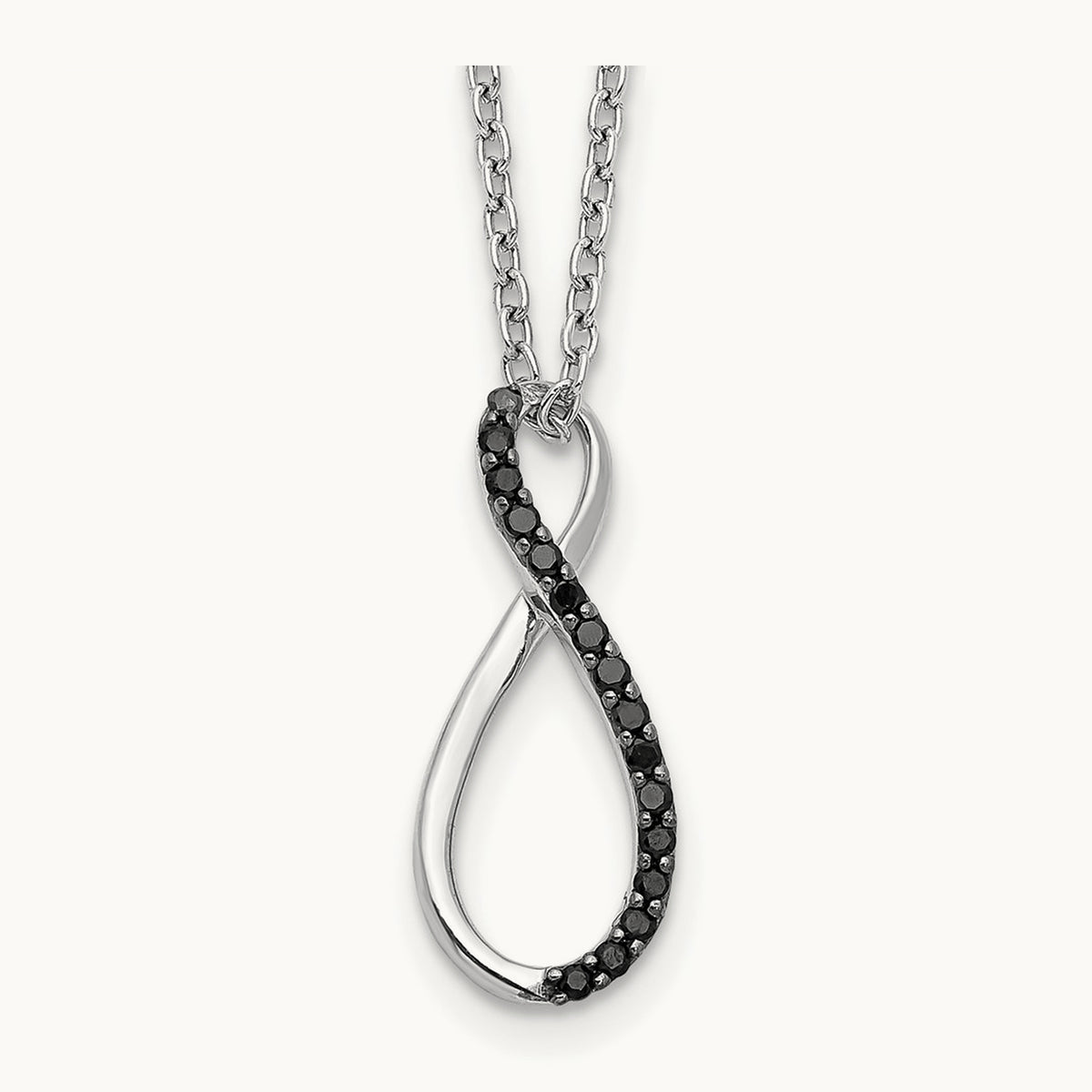 Black Diamond 18 inch Necklace, 14K White Gold