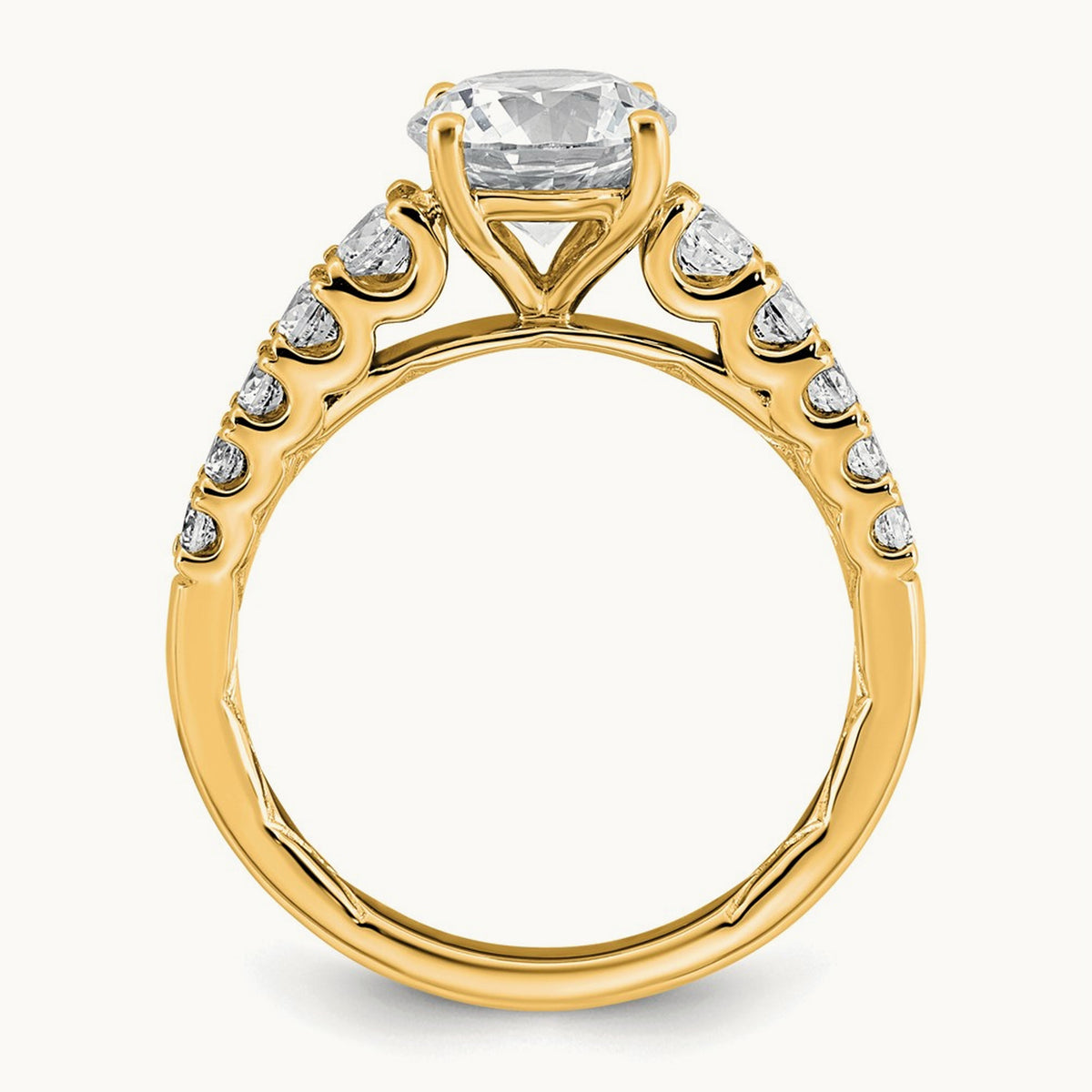 2 Round Engagement Ring, 2.00 ct tw Lab-Grown Diamond — 14K Yellow Gold