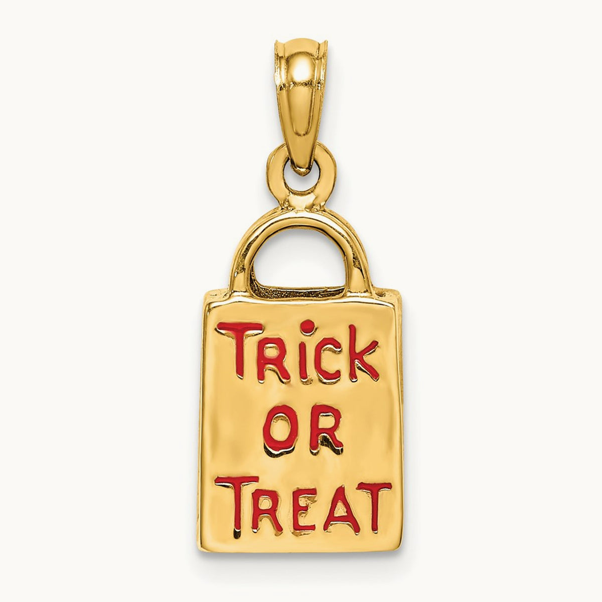 3-D Enameled Jack-o-Lantern Trick or Treat Bag Charm, 14K