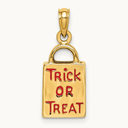 3-D Enameled Jack-o-Lantern Trick or Treat Bag Charm, 14K