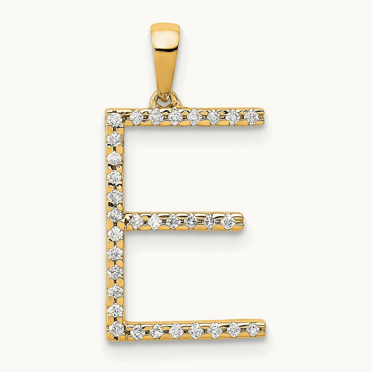 Diamond Letter E Initial Pendant, 14K