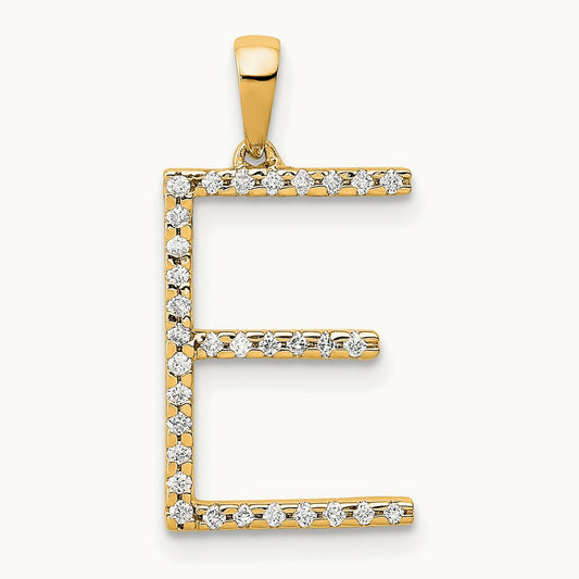 Diamond Letter E Initial Pendant, 14K