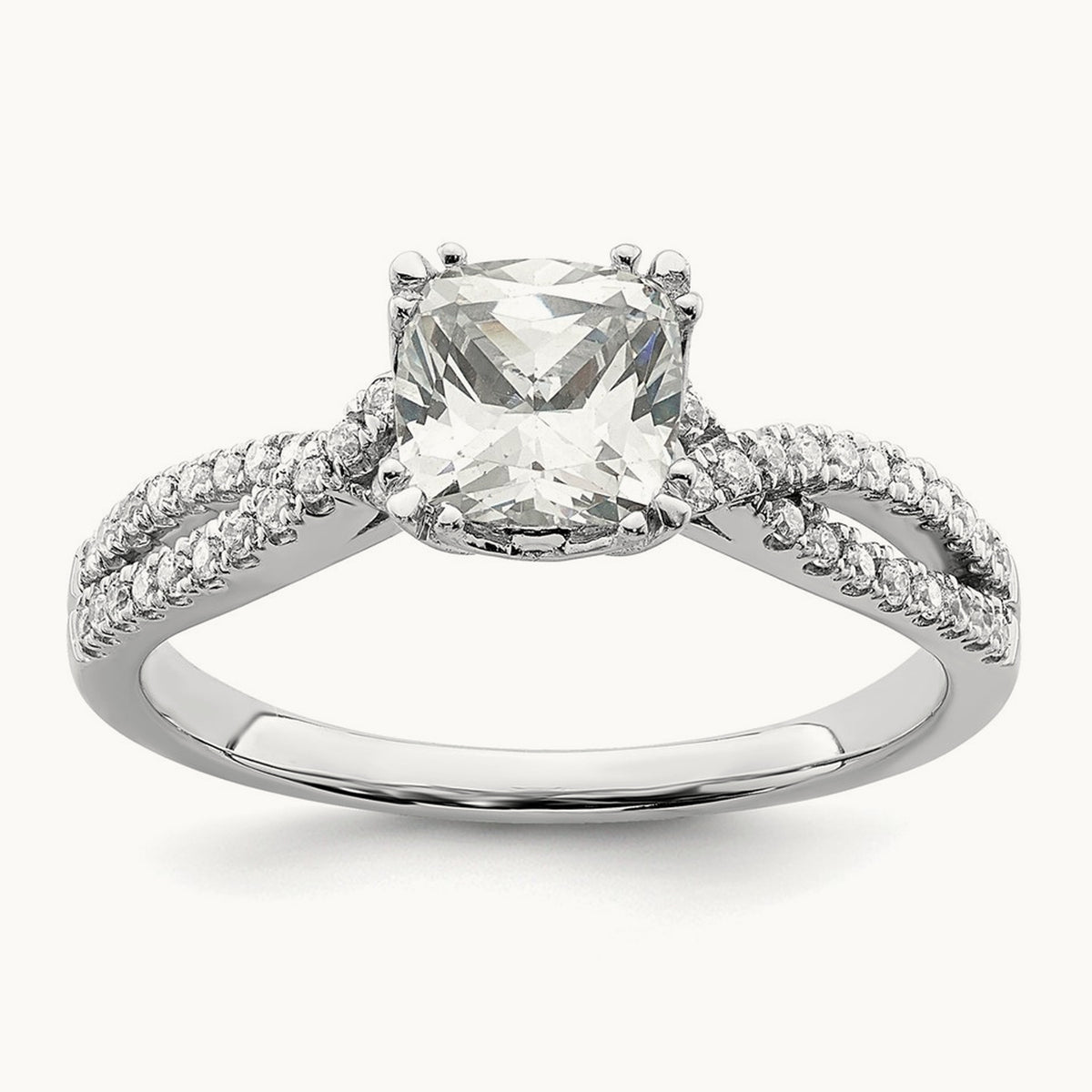 Criss-Cross Cushion Semi-Mount Engagement Ring — 1 ct, 7