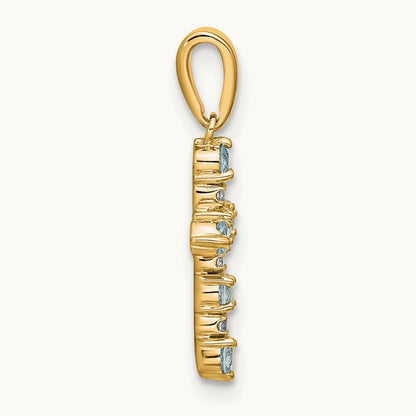 Aquamarine and Diamond Cross Pendant, 14K
