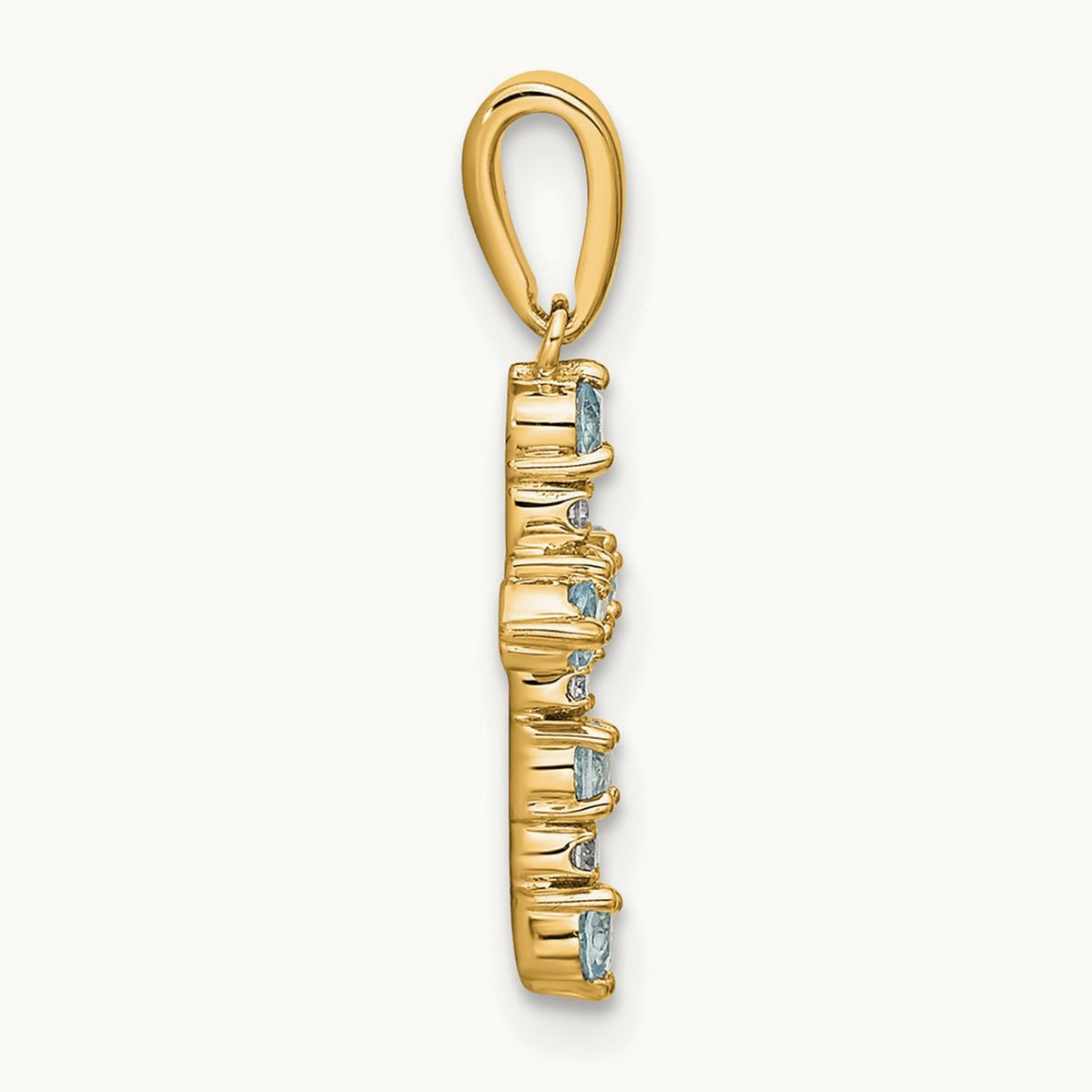 Aquamarine and Diamond Cross Pendant, 14K