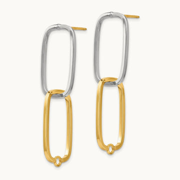 Fancy Versatile Rectangle Post Earrings, 14K Two-tone