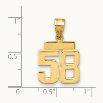 Small Polished Number 58 Charm, 14K