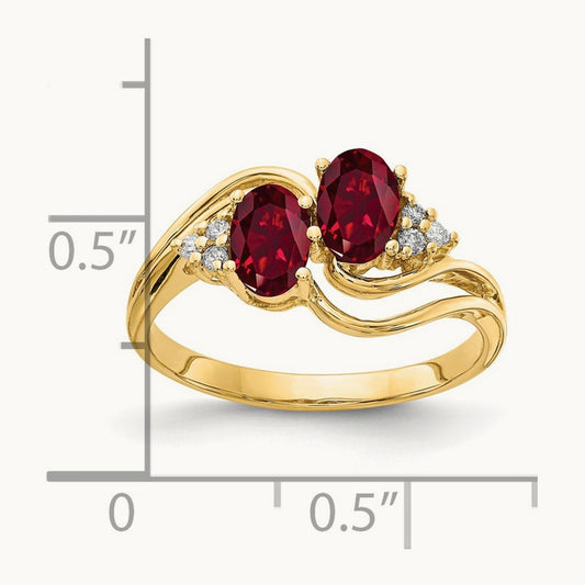 6x4mm Oval Created Ruby A Diamond ring, 14K