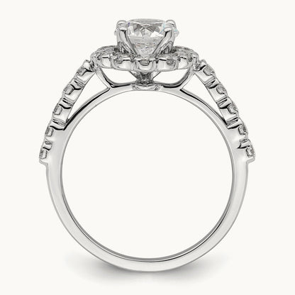 Round Halo Semi-Mount Engagement Ring, 0.75 ct tw