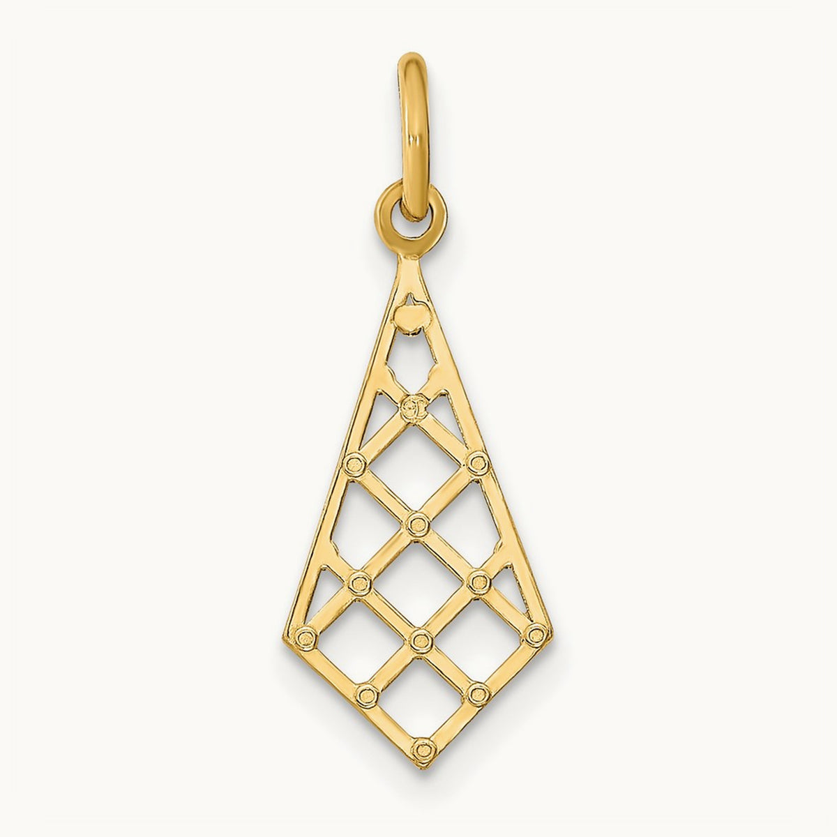 w/Rhodium D/C Small Criss-Cross Charm, 14K