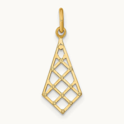 w/Rhodium D/C Small Criss-Cross Charm, 14K