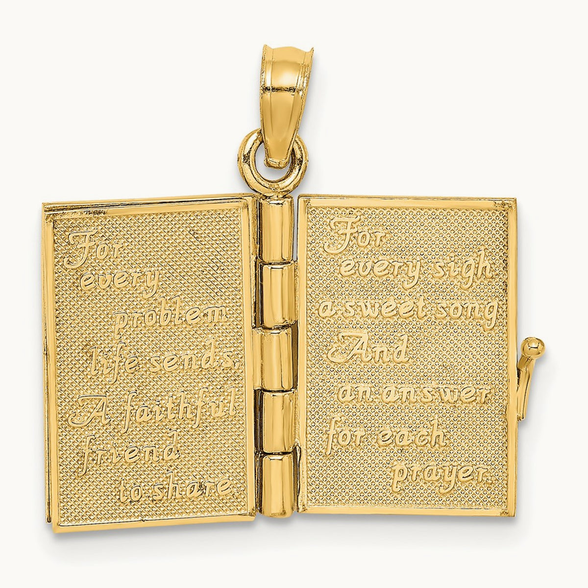 3-D Moveable Enameled AN IRISH PRAYER Book w/Clover Charm, 14K