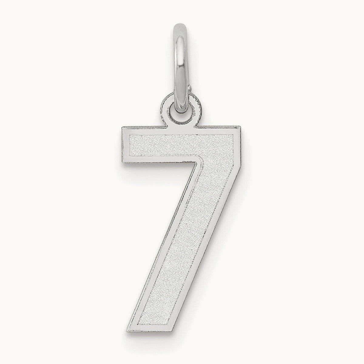Small Satin Number 7 Charm — 14K White Gold