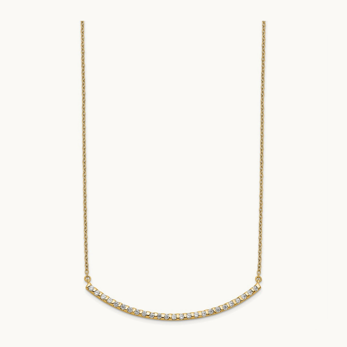 Curved Bar Necklace, 0.25-0.50 ct tw Lab-Grown Diamond — 1/2 ct, 14K Yellow Gold