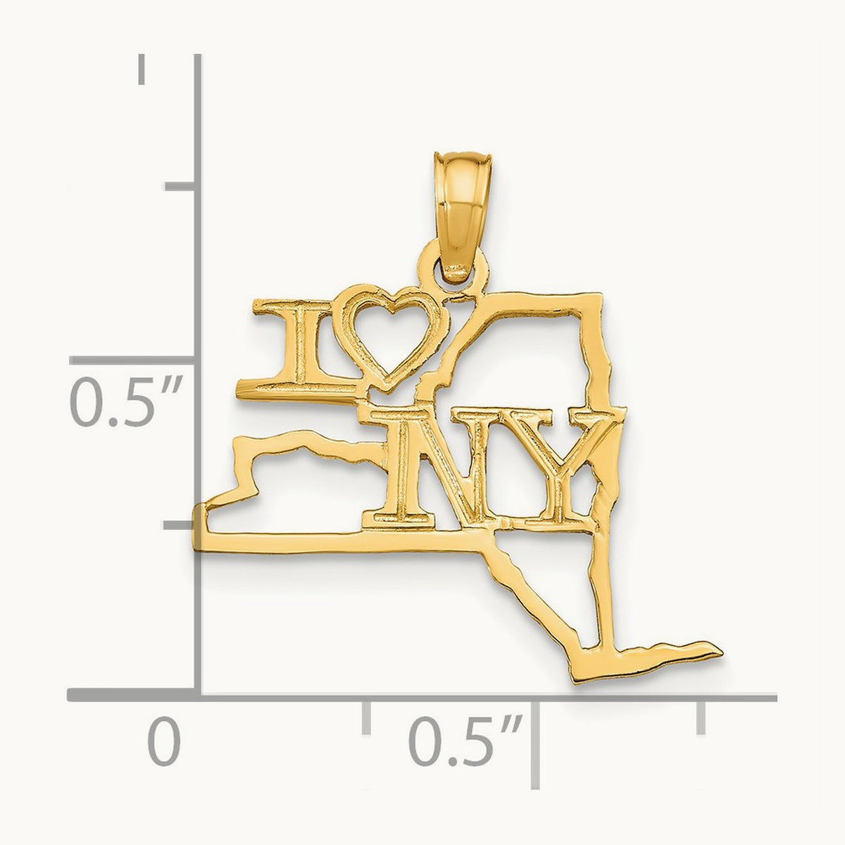Solid New York State Pendant, 14K