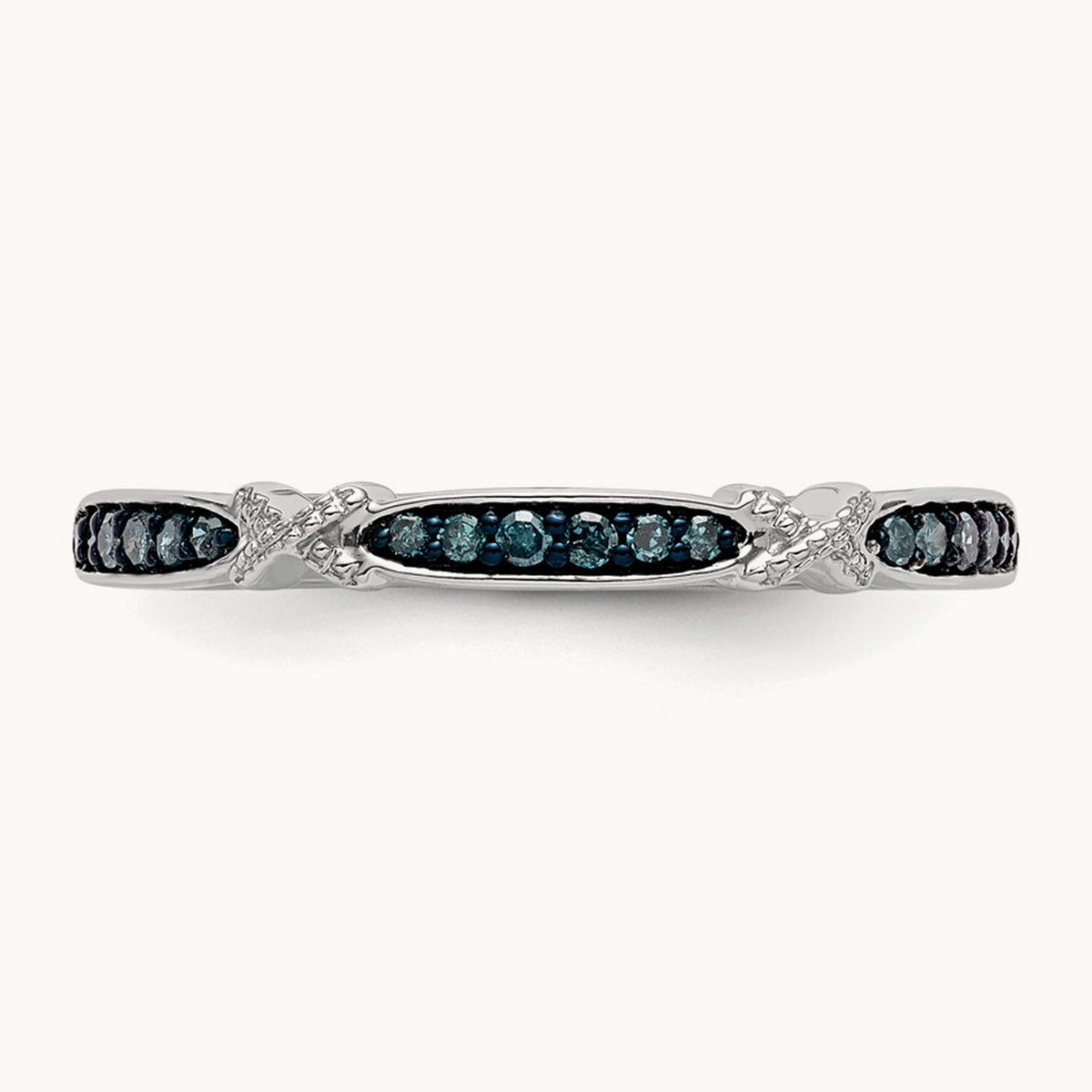 Blue Diamond Band, 14K White Gold