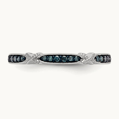 Blue Diamond Band, 14K White Gold