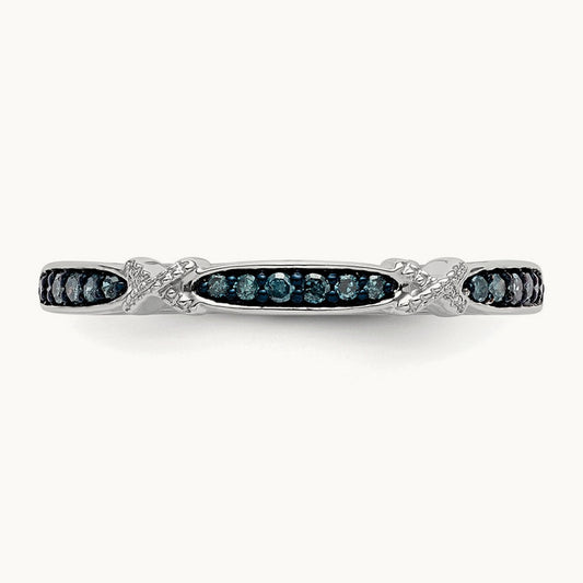 Blue Diamond Band, 14K White Gold