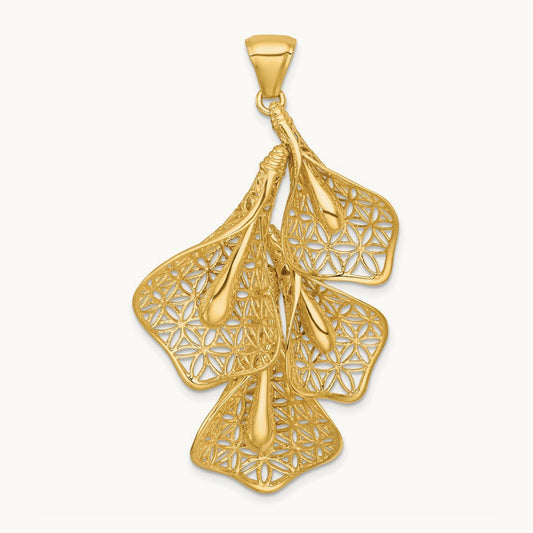 Polished Calla Lilly Flower Pendant, 14K