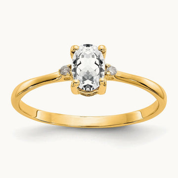 Diamond & Topaz Birthstone Ring — 14K Yellow Gold, 6