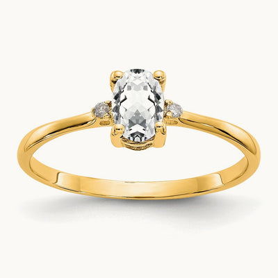 Diamond & Topaz Birthstone Ring — 14K Yellow Gold, 6