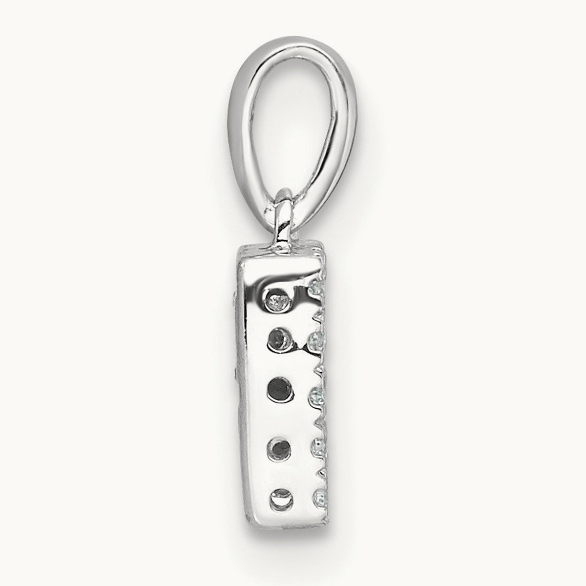 Diamond Initial with Bail Pendant — 14K White Gold, R