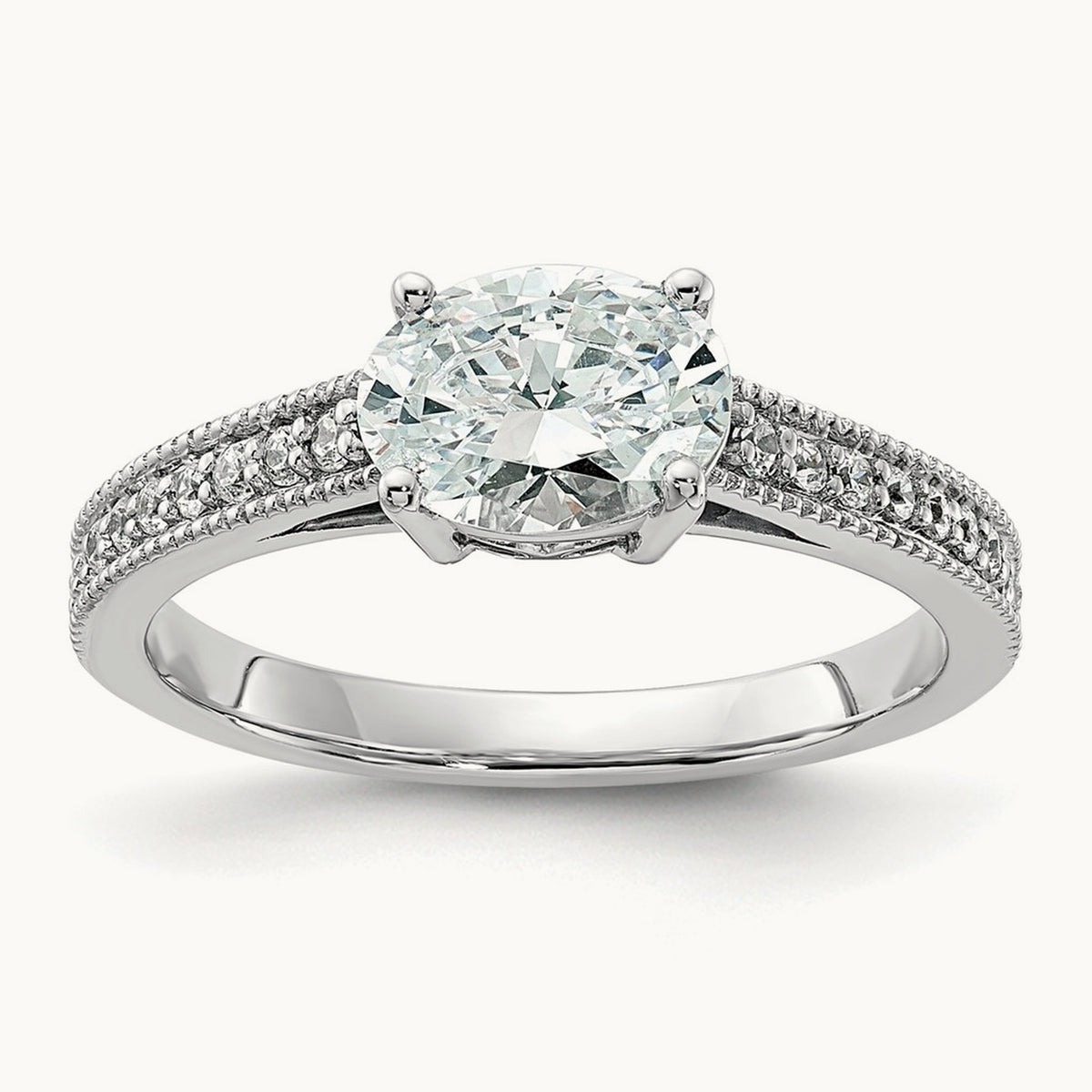 East West Oval Semi-Mount Engagement Ring — 1 ct, 7