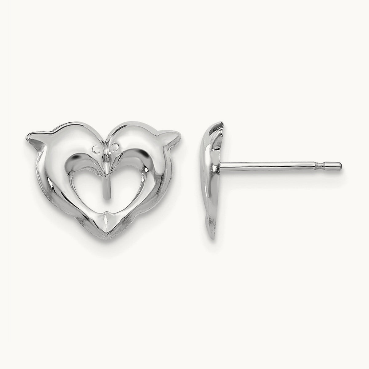 Madi K Dolphins Post Earrings, 14K White Gold