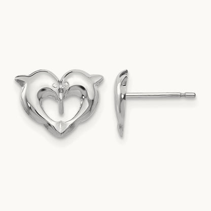 Madi K Dolphins Post Earrings, 14K White Gold
