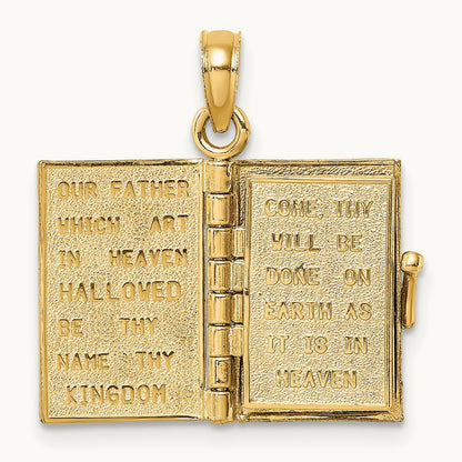 3-D Blue Enamel Bible Book w/ Moveable Pages Charm, 14K
